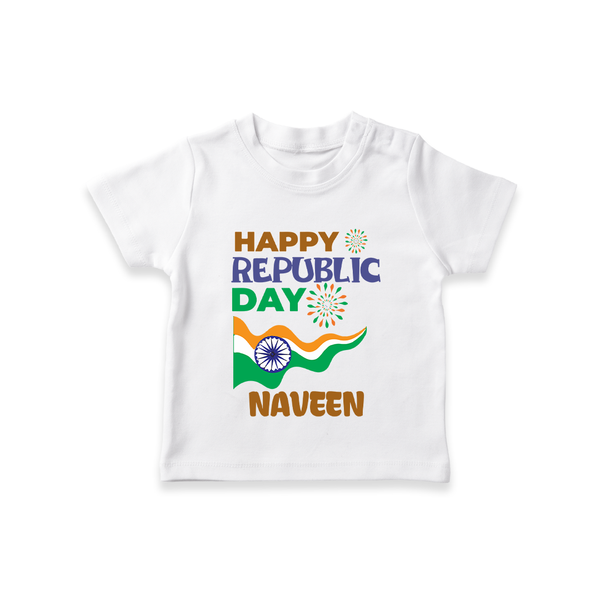 Happy Republic Day Personalised Kid T-Shirt - WHITE - 0-5 Months Old (Chest 17")