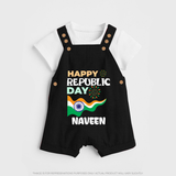 Happy Republic Day Personalised Kid Dungaree - BLACK - 0 - 5 Months Old (Chest 18")