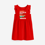 Happy Republic Day Personalised Frock - RED - 1 - 2 Years Old (Chest 22" , Full Length 22")