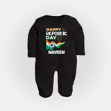Happy Republic Day Personalised Baby Fullbody Suit - BLACK - New Born (Chest 7.5")