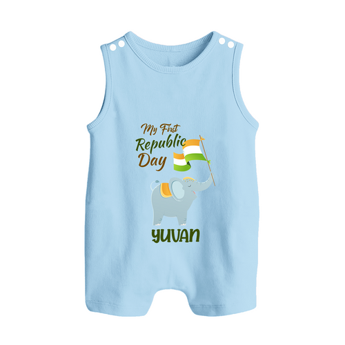 My First Republic Day Elephant Baby Romper Suit with Name