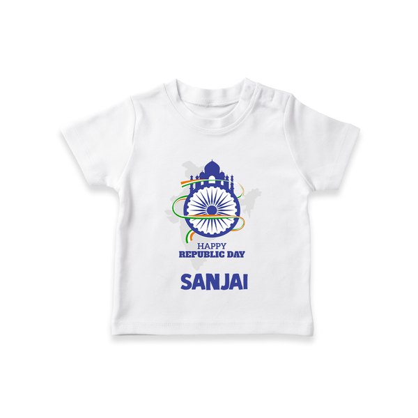 Happy Republic Day Customized Kid T-Shirt - WHITE - 0-5 Months Old (Chest 17")