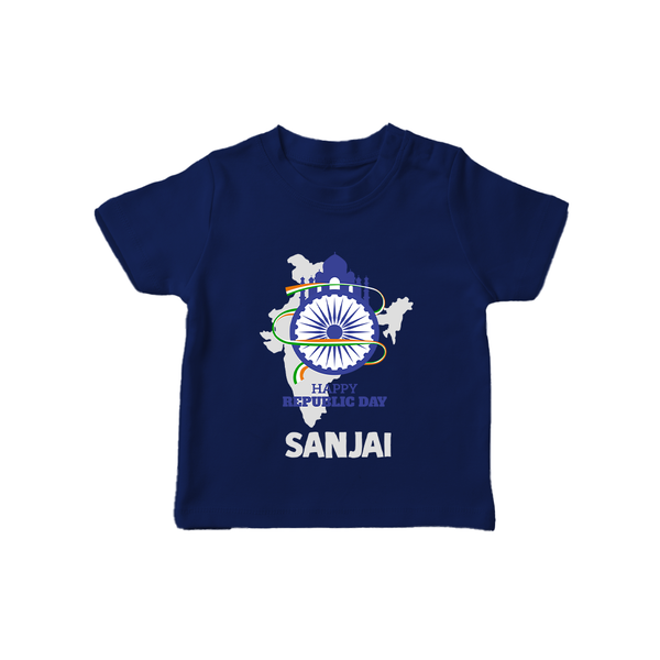 Happy Republic Day Customized Kid T-Shirt - NAVY BLUE - 0-5 Months Old (Chest 17")