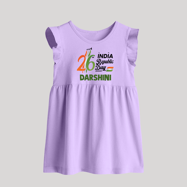 26th January Republic Day Personalised   Baby Frock - LILAC - 0 - 3 Months Old (Chest 17")