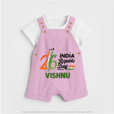 26th January Republic Day Personalised Kid Dungaree - BABY PINK - 0 - 5 Months Old (Chest 18")