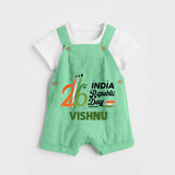 26th January Republic Day Personalised Kid Dungaree - GREEN - 0 - 5 Months Old (Chest 18")
