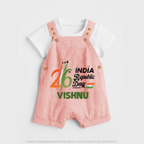 26th January Republic Day Personalised Kid Dungaree - PEACH - 0 - 5 Months Old (Chest 18")