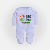26th January Republic Day Personalised Baby Fullbody Suit - BABY BLUE - New Born (Chest 7.5")