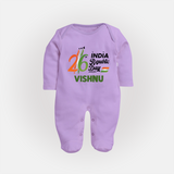 26th January Republic Day Personalised Baby Fullbody Suit - LILAC - New Born (Chest 7.5")