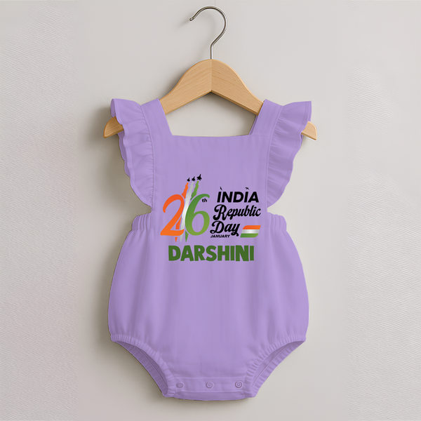 26th January Republic Day Personalised  Romper Frock - LILAC - 0 - 3 Months Old (Chest 19")