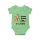 26th January Republic Day Personalised Baby Romper - GREEN - New Born (Chest 14")