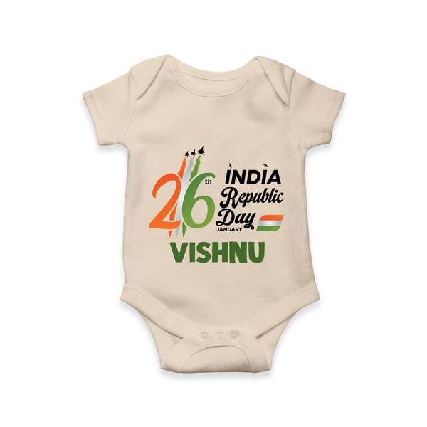 26th January Republic Day Personalised Baby Romper - IVORY - New Born (Chest 14")