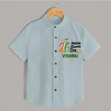 26th January Republic Day Personalised Kid Shirt - ARCTIC BLUE - 0 - 6 Months Old (Chest 23")