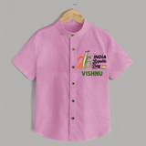 26th January Republic Day Personalised Kid Shirt - BABY PINK - 0 - 6 Months Old (Chest 23")
