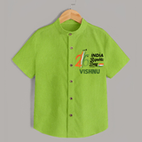 26th January Republic Day Personalised Kid Shirt - LIME GREEN - 0 - 6 Months Old (Chest 23")