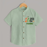 26th January Republic Day Personalised Kid Shirt - MINT GREEN - 0 - 6 Months Old (Chest 23")