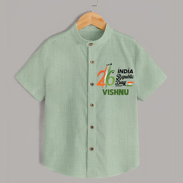 26th January Republic Day Personalised Kid Shirt - MINT GREEN - 0 - 6 Months Old (Chest 23")