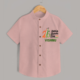 26th January Republic Day Personalised Kid Shirt - PEACH - 0 - 6 Months Old (Chest 23")