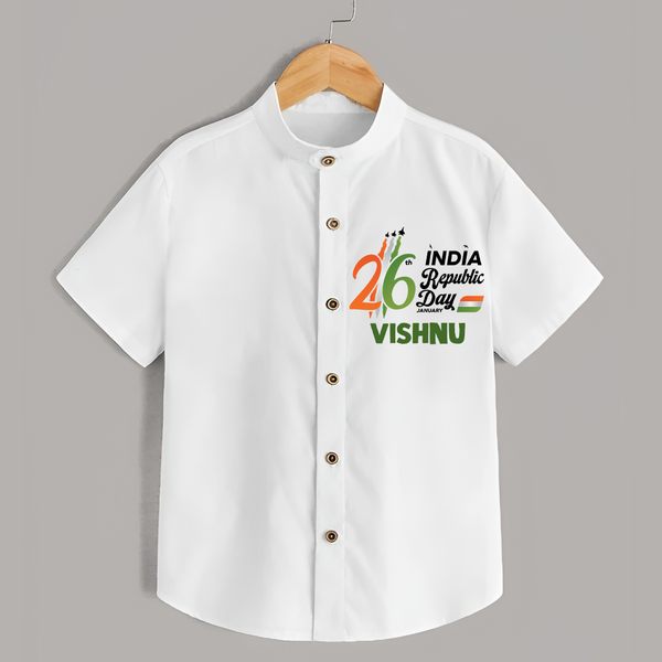 26th January Republic Day Personalised Kid Shirt - WHITE - 0 - 6 Months Old (Chest 23")