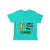 26th January Republic Day Personalised Kid T-Shirt - TEAL - 0-5 Months Old (Chest 17")