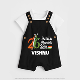 26th January Republic Day Personalised Kid Dungaree - BLACK - 0 - 5 Months Old (Chest 18")
