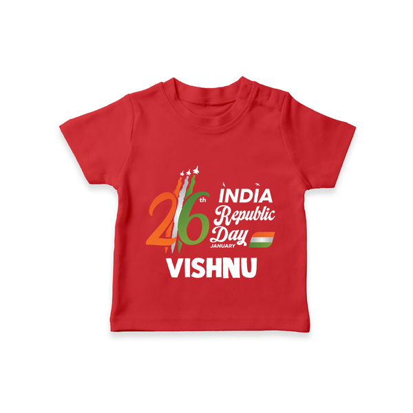 26th January Republic Day Personalised Kid T-Shirt - RED - 0-5 Months Old (Chest 17")