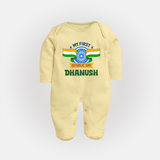 My First Republic Day Personalised Baby Fullbody Suit - PASTEL YELLOW - New Born (Chest 7.5")