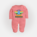 My First Republic Day Personalised Baby Fullbody Suit - PEACH - New Born (Chest 7.5")