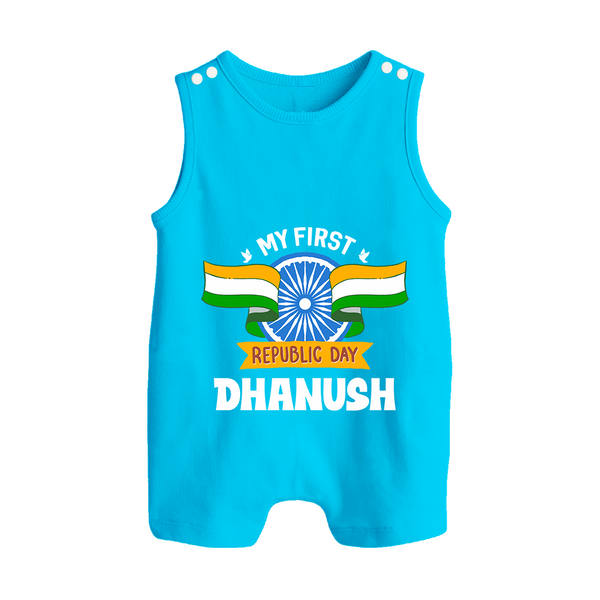 My First Republic Day Personalised Baby Romper Suit - SKY BLUE - 0 - 5 Months Old (Chest 18")