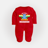 My First Republic Day Personalised Baby Fullbody Suit - RED - New Born (Chest 7.5")