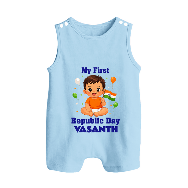 My First Republic Day Cute Baby Illustration Romper Suit - BABY BLUE - 0 - 5 Months Old (Chest 18")