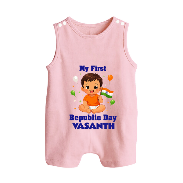 My First Republic Day Cute Baby Illustration Romper Suit - BABY PINK - 0 - 5 Months Old (Chest 18")