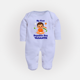 My First Republic Day Cute Baby Illustration Fullbody Suit - BABY BLUE - New Born (Chest 7.5")