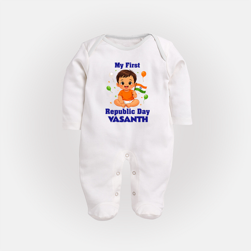 My First Republic Day Cute Baby Illustration Fullbody Suit