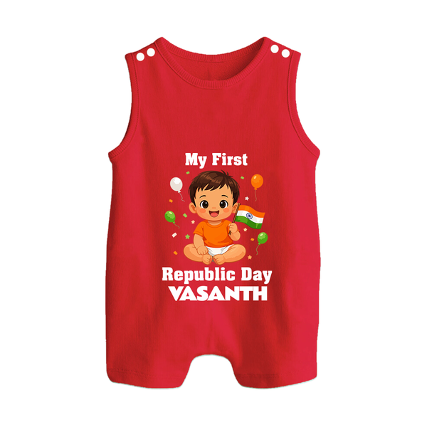 My First Republic Day Cute Baby Illustration Romper Suit - RED - 0 - 5 Months Old (Chest 18")