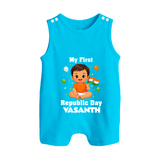 My First Republic Day Cute Baby Illustration Romper Suit - SKY BLUE - 0 - 5 Months Old (Chest 18")