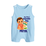 My First Republic Day Baby Girl Personalised Romper Suit - BABY BLUE - 0 - 5 Months Old (Chest 18")