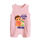 My First Republic Day Baby Girl Personalised Romper Suit - BABY PINK - 0 - 5 Months Old (Chest 18")
