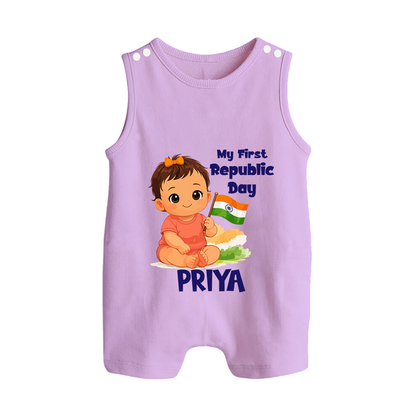 My First Republic Day Baby Girl Personalised Romper Suit - LILAC - 0 - 5 Months Old (Chest 18")