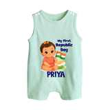 My First Republic Day Baby Girl Personalised Romper Suit - MINT GREEN - 0 - 5 Months Old (Chest 18")