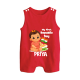 My First Republic Day Baby Girl Personalised Romper Suit - RED - 0 - 5 Months Old (Chest 18")