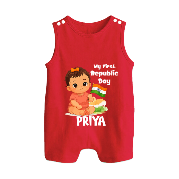 My First Republic Day Baby Girl Personalised Romper Suit - RED - 0 - 5 Months Old (Chest 18")
