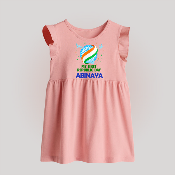 My First Republic Day Ashoka Chakra Baby Baby Frock - BABY PINK - 0 - 3 Months Old (Chest 17")