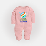 My First Republic Day Ashoka Chakra Baby Fullbody Suit - BABY PINK - New Born (Chest 7.5")