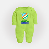 My First Republic Day Ashoka Chakra Baby Fullbody Suit - LIME GREEN - New Born (Chest 7.5")
