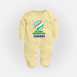 My First Republic Day Ashoka Chakra Baby Fullbody Suit - PASTEL YELLOW - New Born (Chest 7.5")