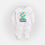 My First Republic Day Ashoka Chakra Baby Fullbody Suit - WHITE - New Born (Chest 7.5")