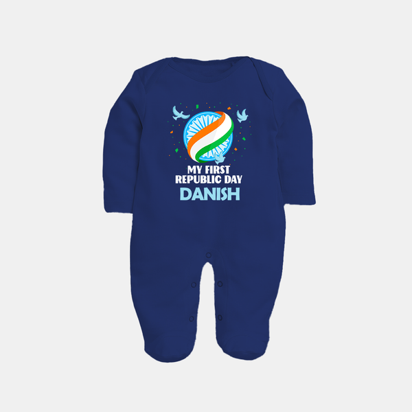 My First Republic Day Ashoka Chakra Baby Fullbody Suit - NAVY BLUE - New Born (Chest 7.5")