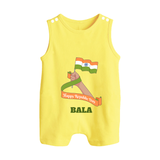 Happy Republic Day Patriotic Baby Romper Suit with Name - PASTEL YELLOW - 0 - 5 Months Old (Chest 18")