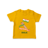 Happy Republic Day Patriotic Kid T-Shirt with Name - CHROME YELLOW - 0-5 Months Old (Chest 17")